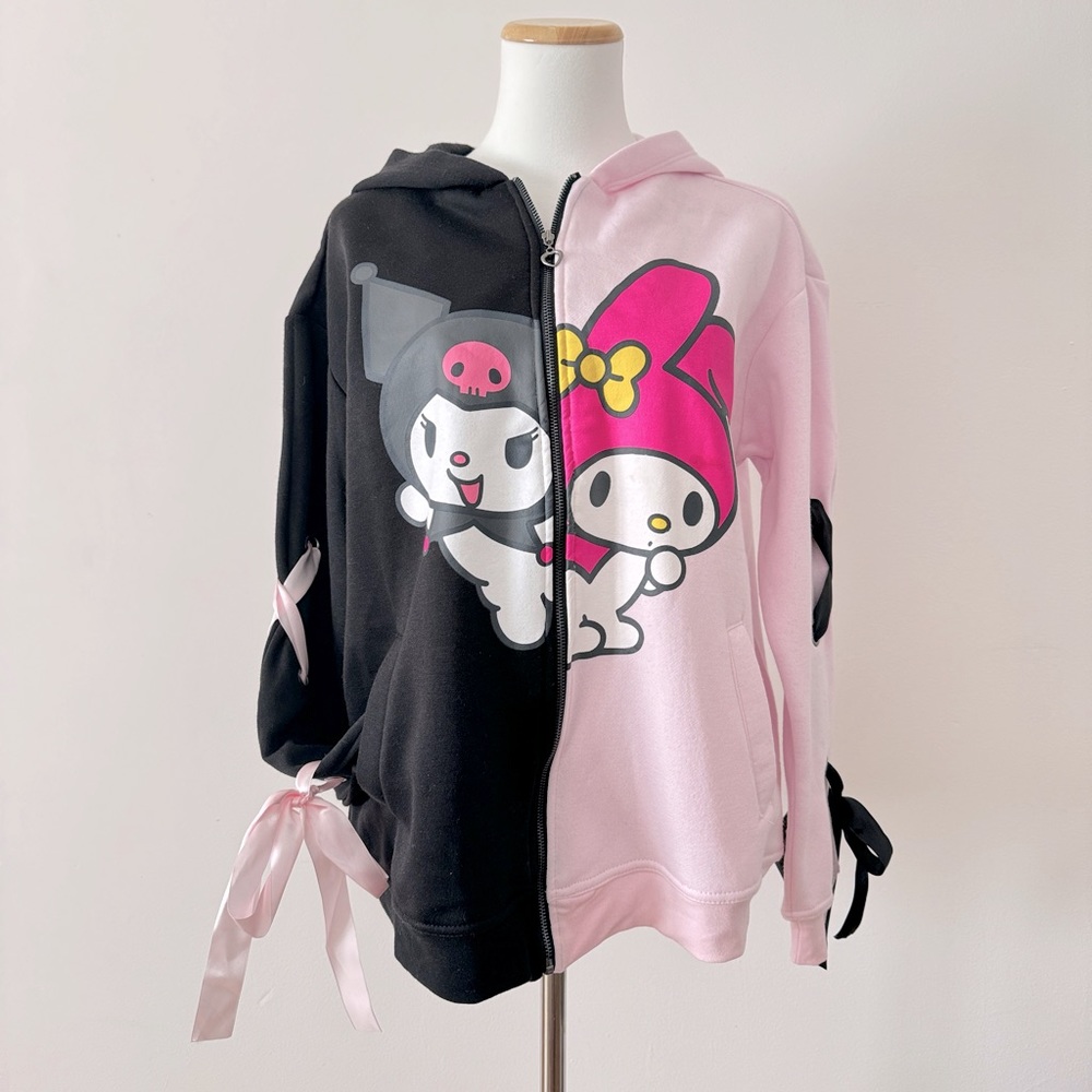 NWT My melody Kuromi Pink and Black Zip Up Sweater